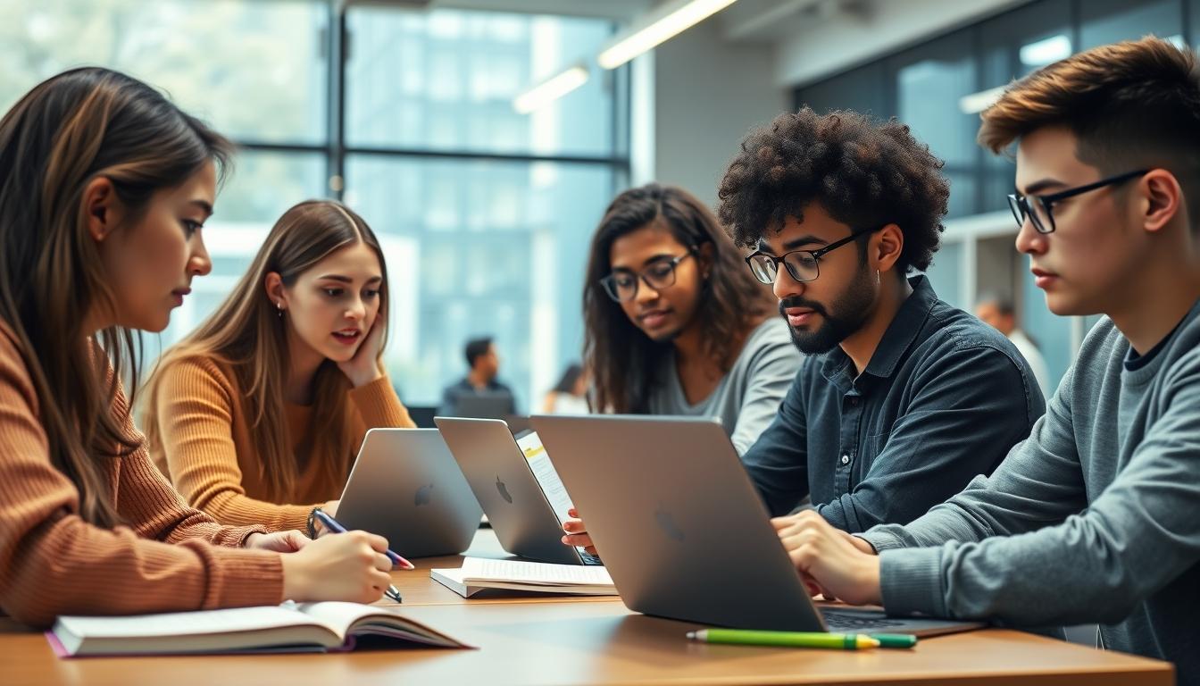 Students working in research laboratory